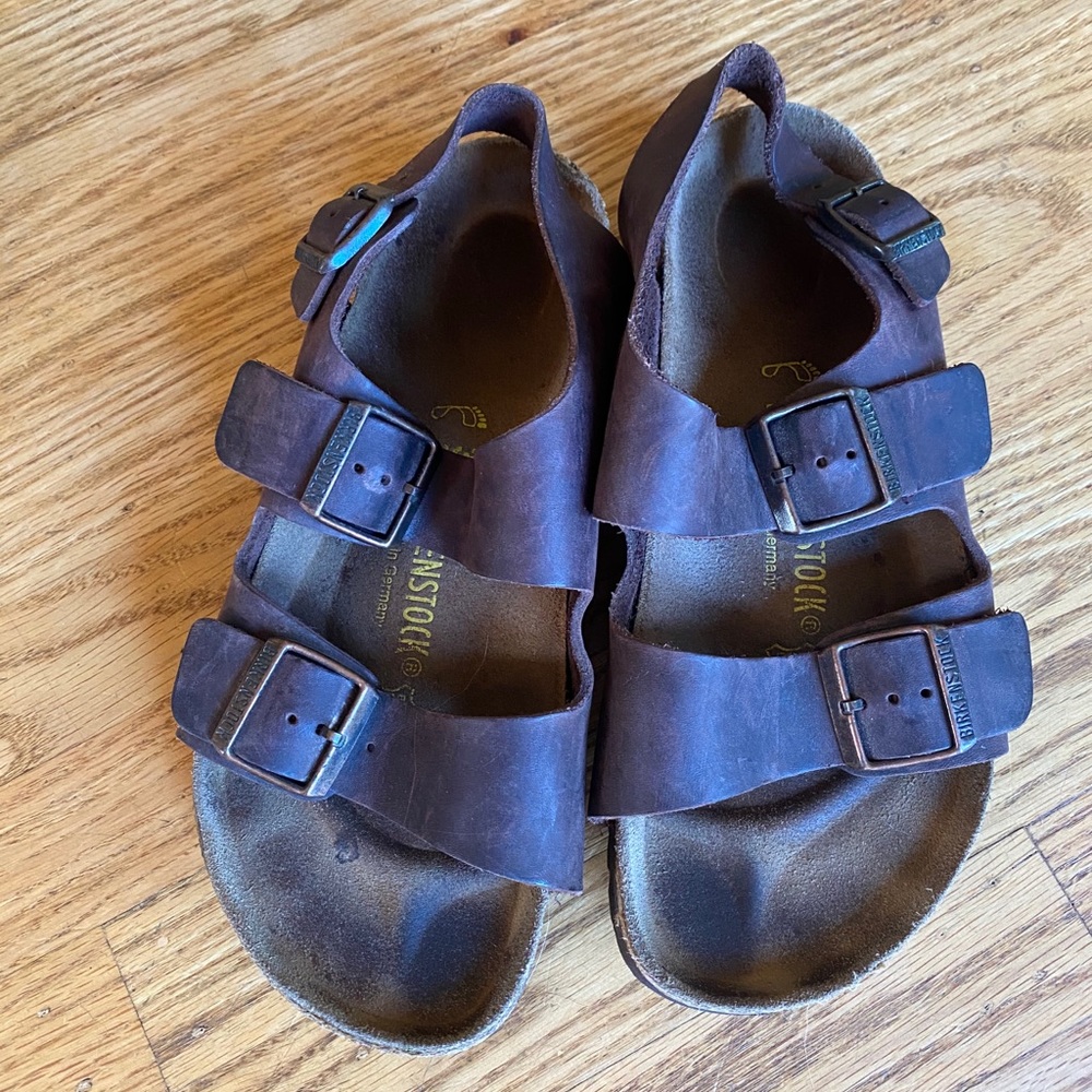birkenstock sandals dark brown leather